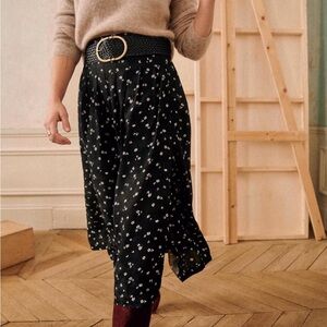 NWOT Sezane Alicia Black Floral Skirt